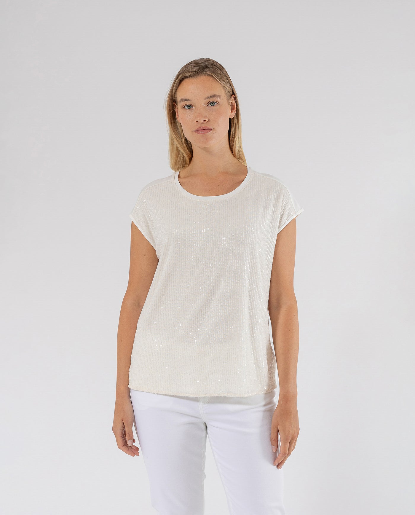 CAMISETA DE LENTEJUELAS CRUDO
