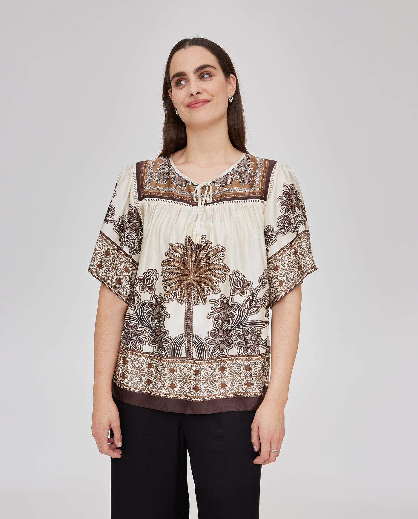 BLUSA MANGA CORTA PRINT POSICIONAL CRUDO