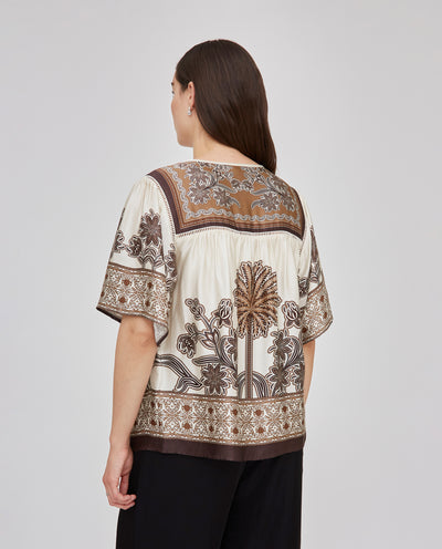 BLUSA MANGA CORTA PRINT POSICIONAL CRUDO