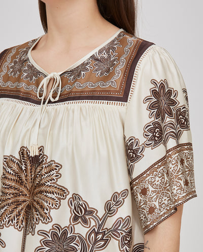 BLUSA MANGA CORTA PRINT POSICIONAL CRUDO
