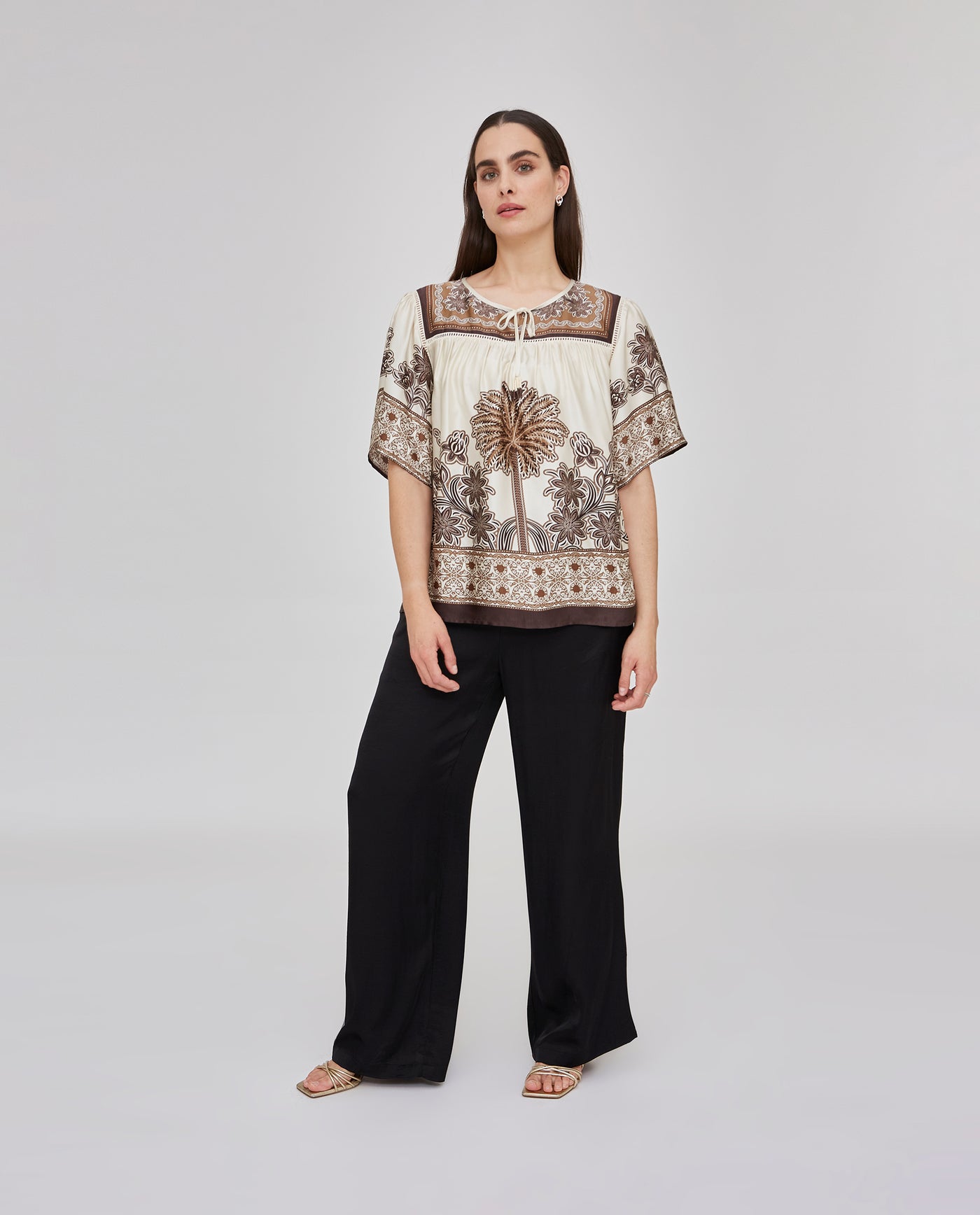 BLUSA MANGA CORTA PRINT POSICIONAL CRUDO