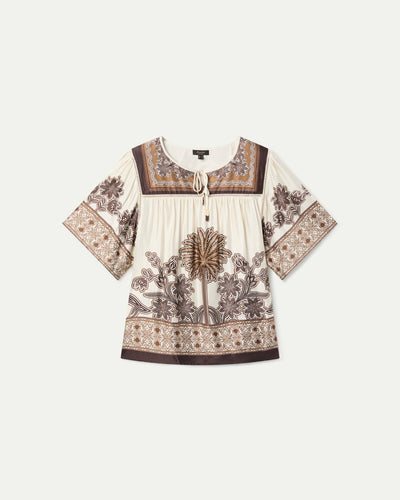 BLUSA MANGA CORTA PRINT POSICIONAL CRUDO
