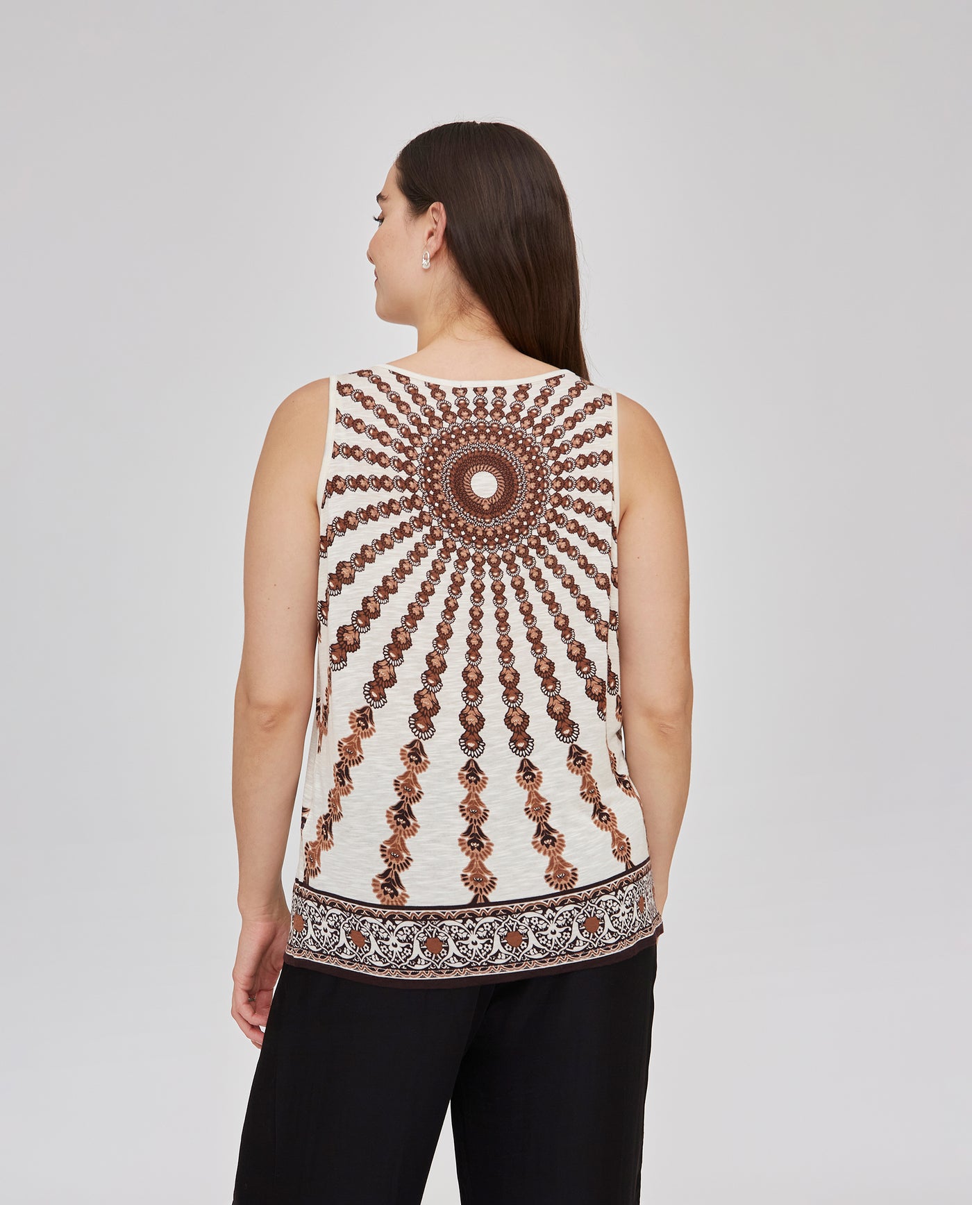 CAMISETA TIRANTES CON PIEZA DE CROCHET MARRÓN
