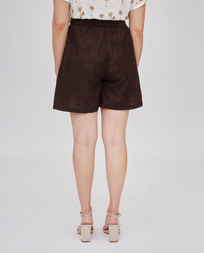 PANTALÓN CORTO CON BORDADOS CHOCOLATE