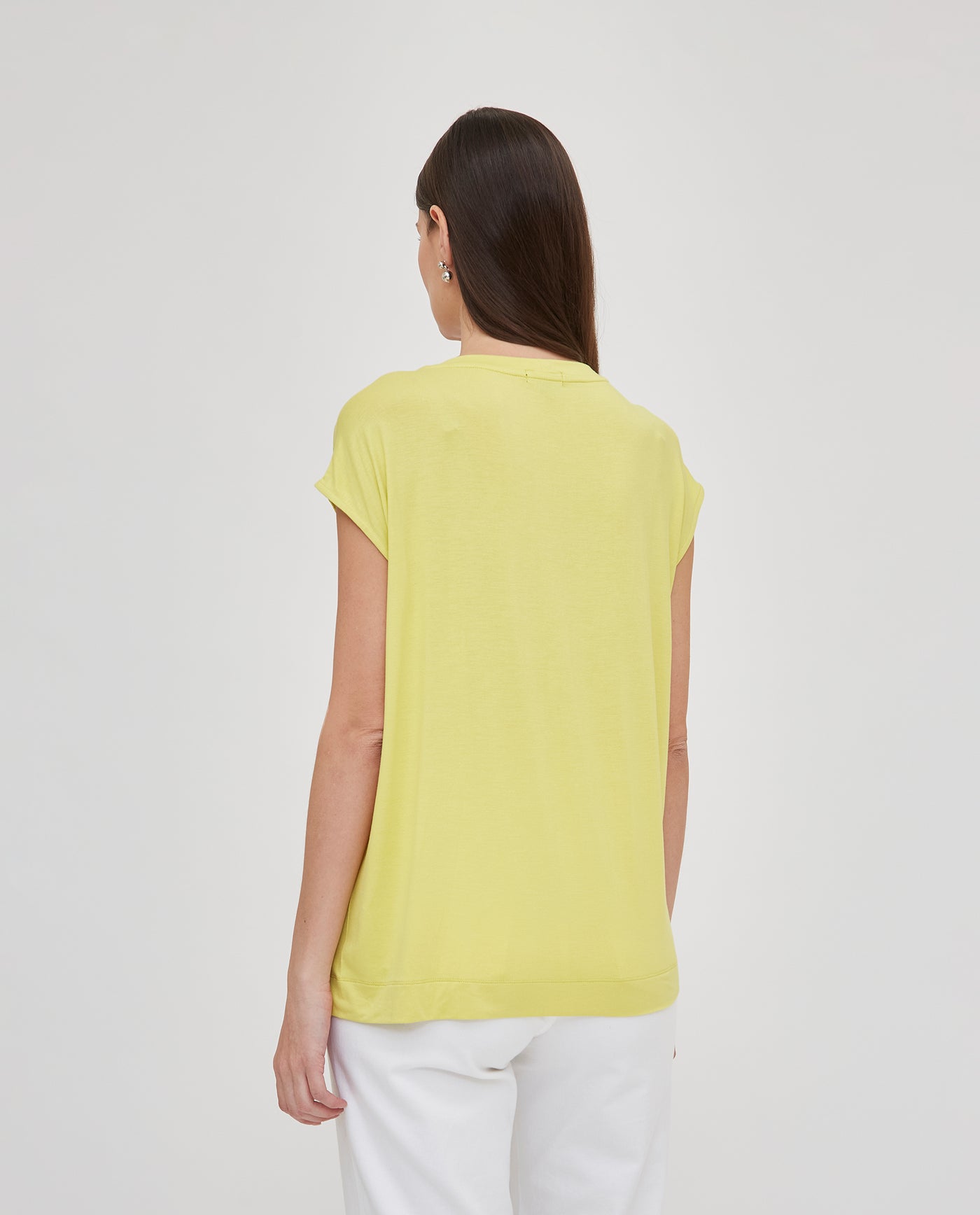 CAMISETA BIMATERIA ESTAMPADO CON STRASS AMARILLO