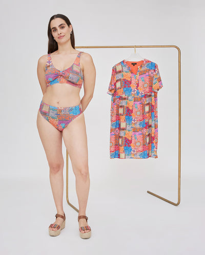 BIKINI BRAGA ESTAMPADA CON CINTURA ALTA MAGENTA