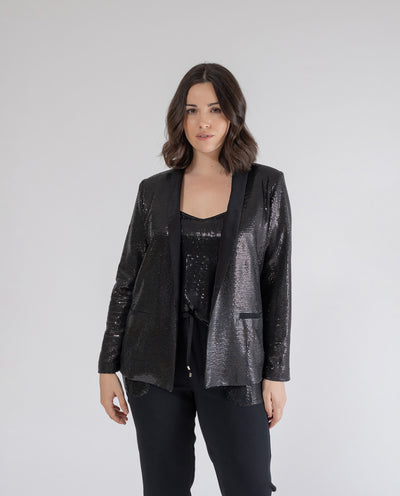 BLAZER LENTEJUELAS CUELLO SOLAPA  NEGRO