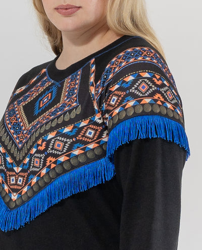 SUDADERA ETNICA FLECOS NEGRO