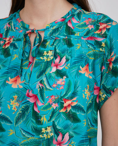 BLUSA CUELLO MAO MANGA CAIDA ESTAMPADO