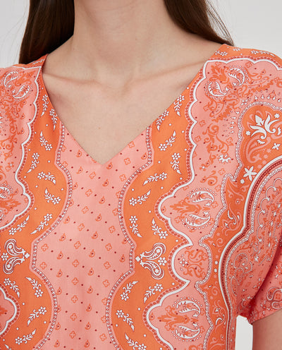 VESTIDO ESTAMPADO BANDANA NARANJA