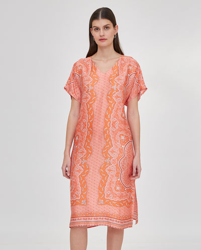 VESTIDO ESTAMPADO BANDANA NARANJA