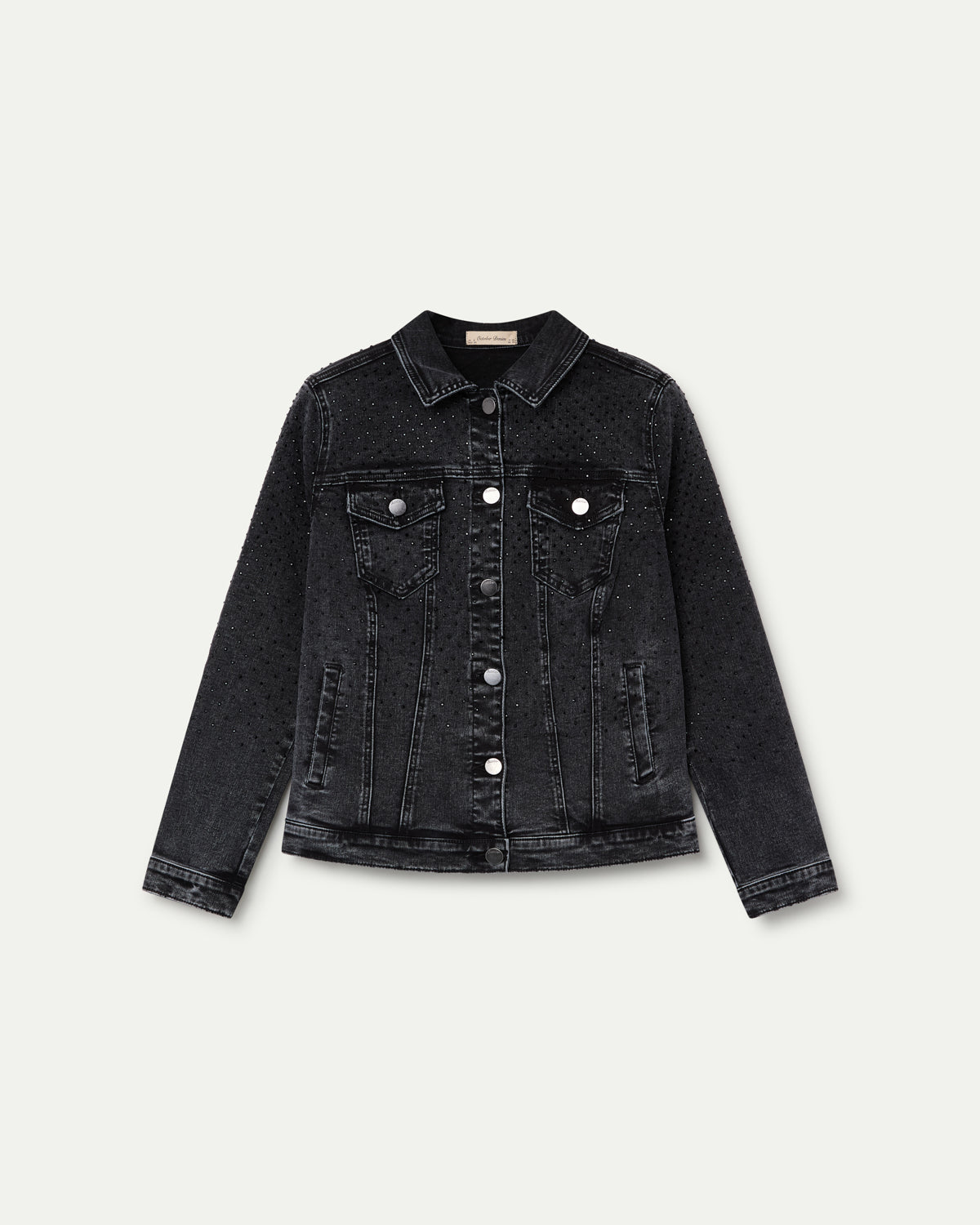 CAZADORA DENIM CON APLICACIONES DE STRASS NEGRO