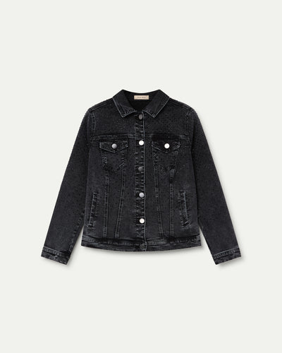 CAZADORA DENIM CON APLICACIONES DE STRASS NEGRO