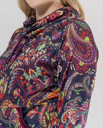 SUETER CUELLO BUCHE ESTAMPADO PAISLEY AZUL MARINO