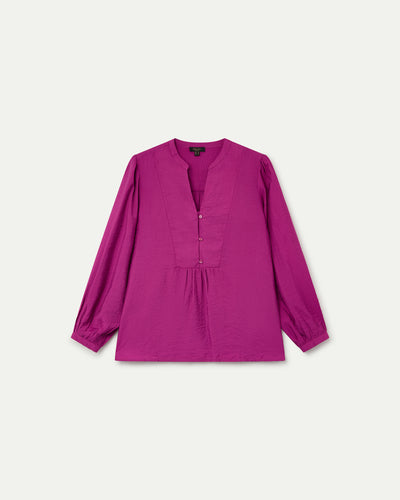BLUSA CUELLO REDONDO MAO Y ABERTURA FRONTAL MAGENTA