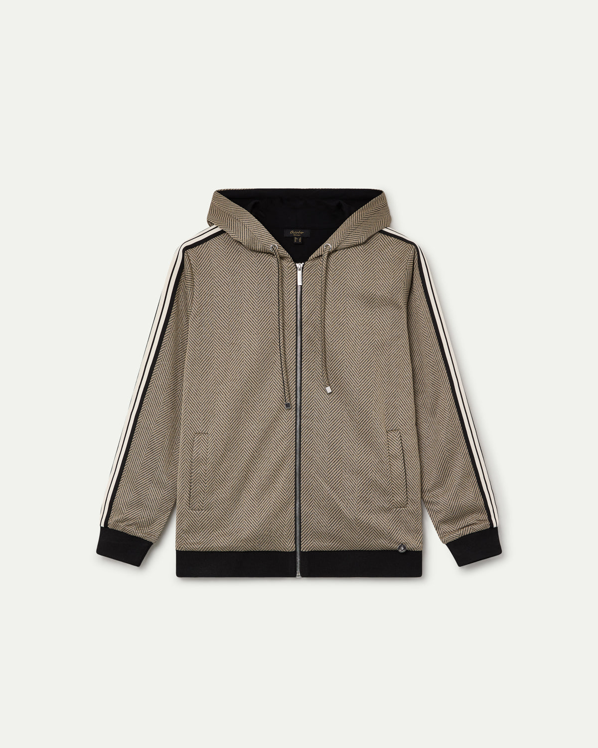 SUDADERA ABIERTA CON CAPUCHA DORADO