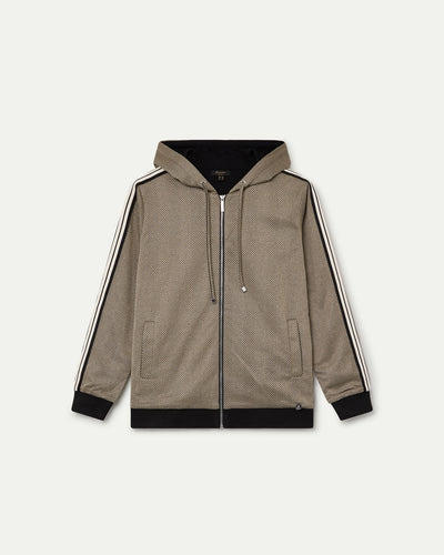 SUDADERA ABIERTA CON CAPUCHA DORADO