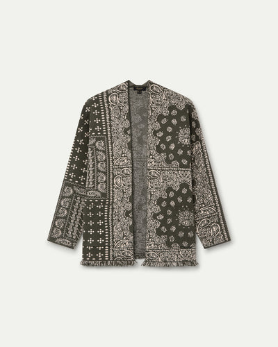 CARDIGAN JACQUARD BANDANA  VERDE MUSGO