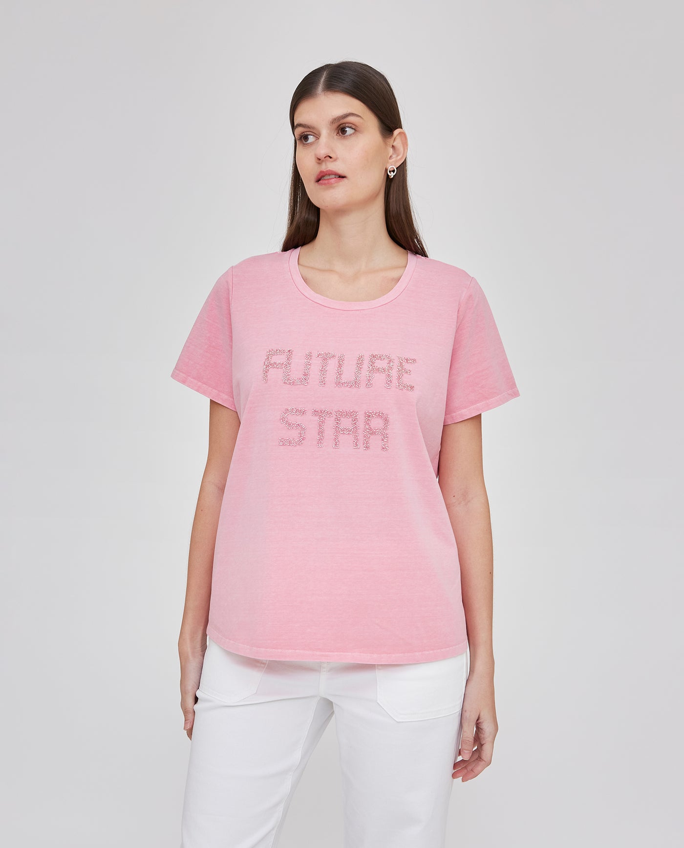 CAMISETA APLIQUE FANTASIA Y CANESU TRASERO ROSA