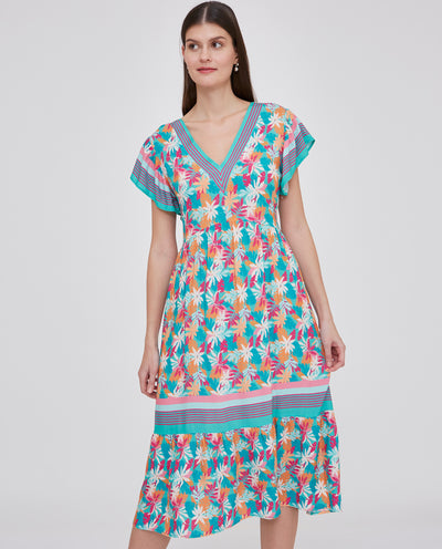 VESTIDO FLORES TURQUESA POSICIONADO TURQUESA