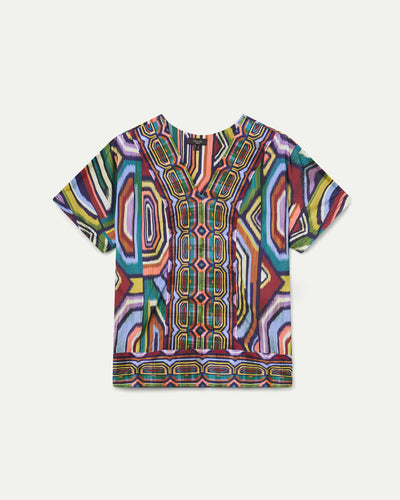 CAMISETA ESTAMPADO POSICIONADO ESCOTE PICO  LILA