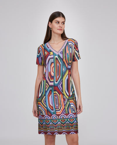 VESTIDO ESTAMPADO POSICIONADO ESCOTE PICO LILA