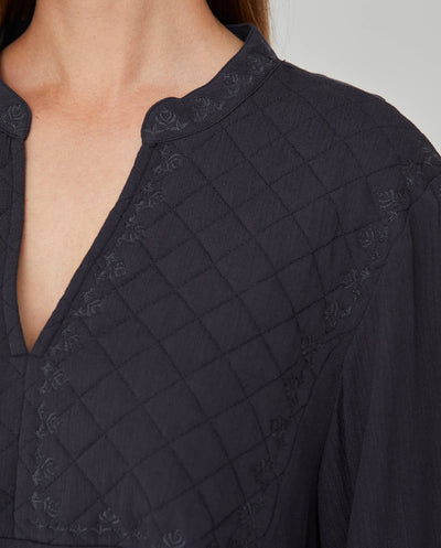 BLUSA MANGA LARGA CON CANESU ACOLCHADO GRIS OSCURO