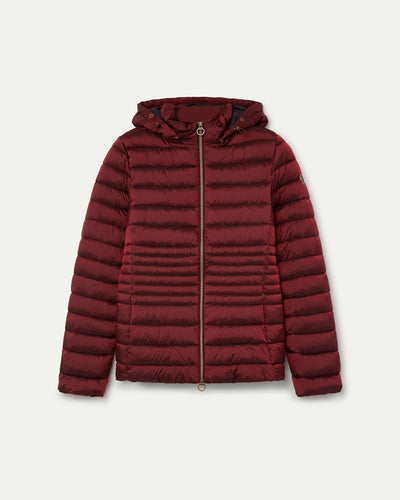 PARKA ACOLCHADA CORTA CON CAPUCHA DESMONTABLE GRANATE