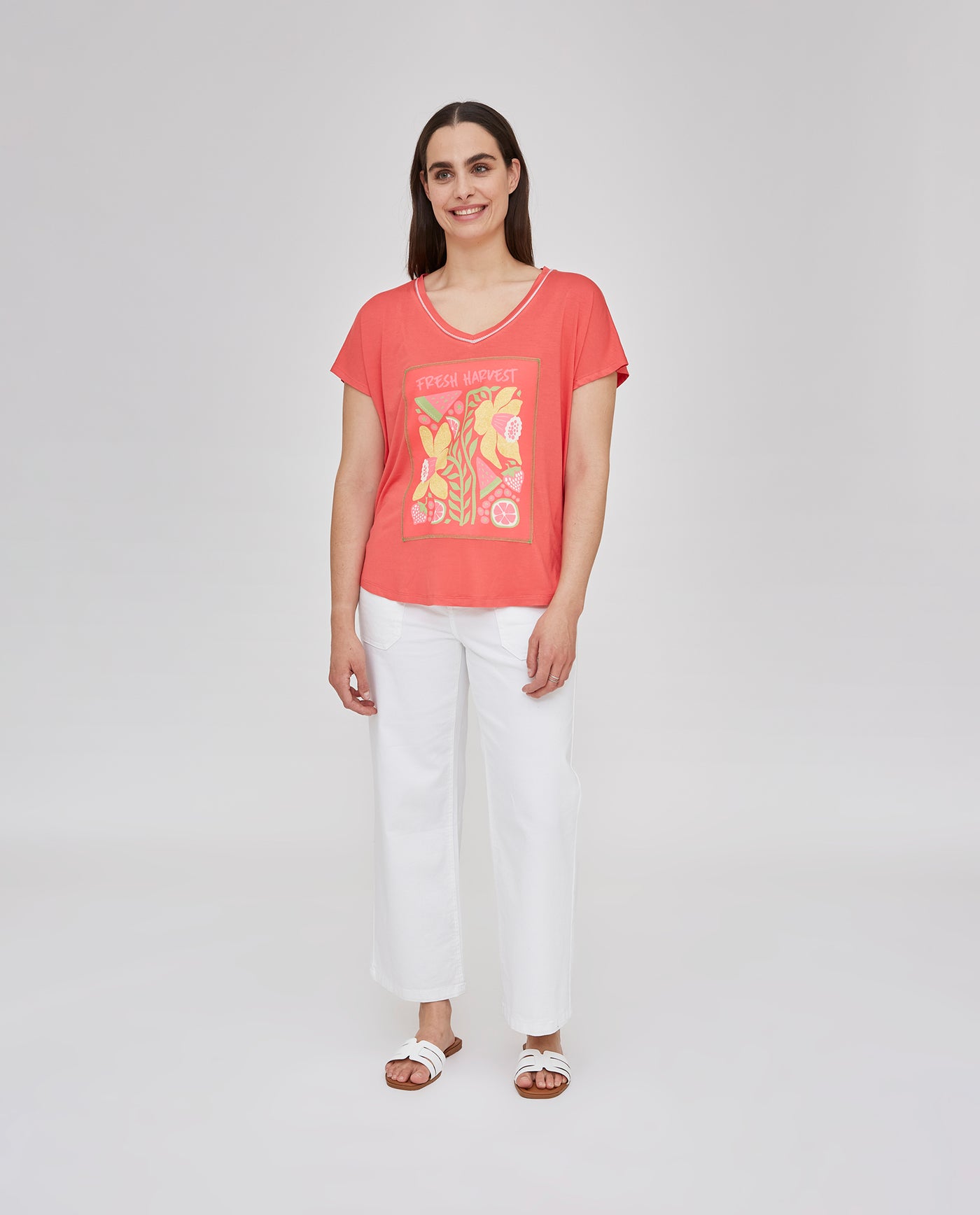 CAMISETA PARCHE ESTAMPADO FRUTAS SALMÓN