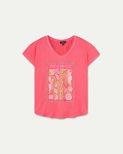 CAMISETA PARCHE ESTAMPADO FRUTAS SALMÓN