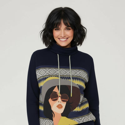 Sudadera Con Estapado Posicional En Contraste Azul