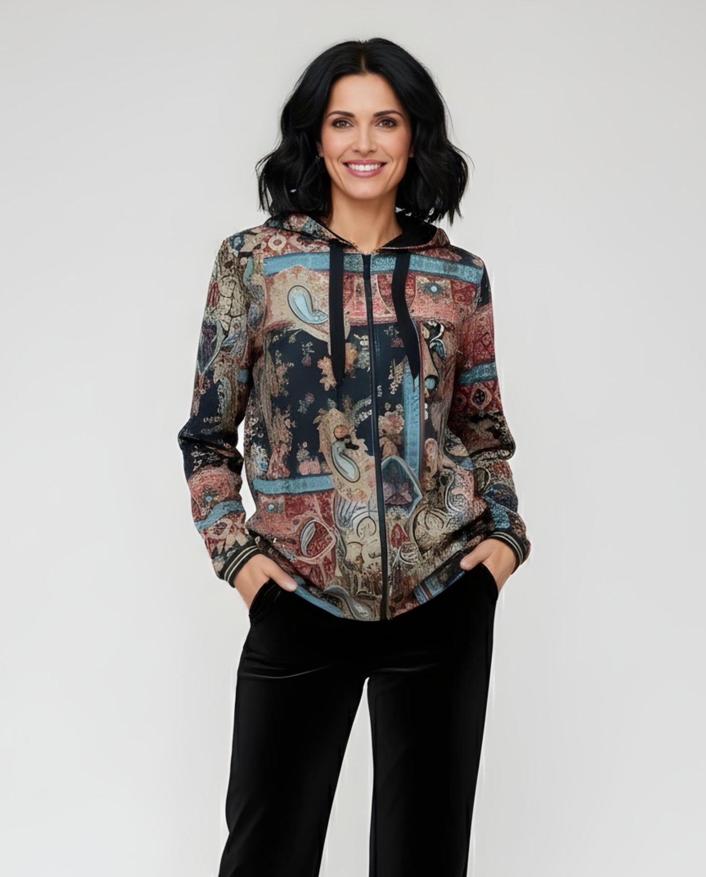 Sueter Abierto Con Capucha Ajustable  Negro