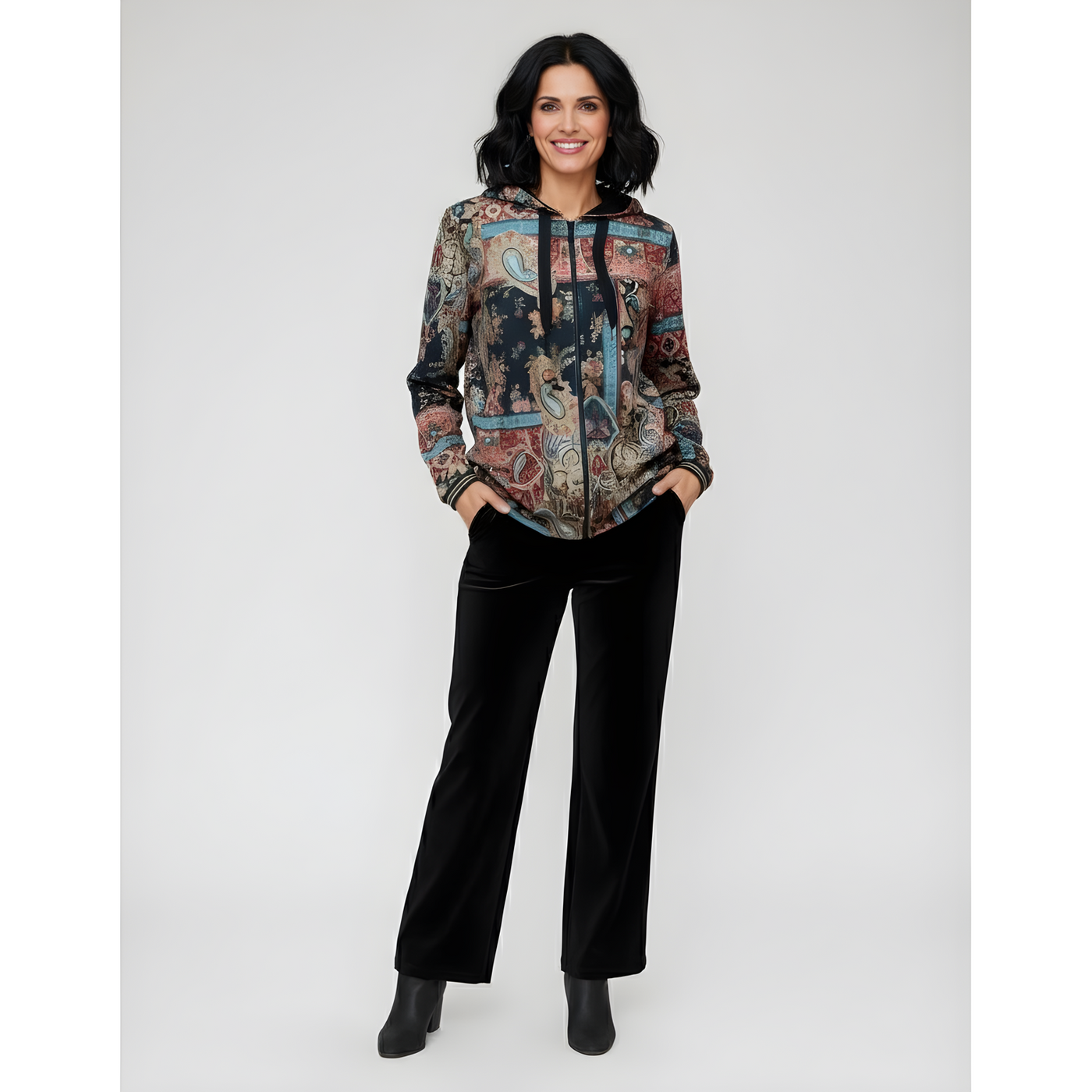 Sueter Abierto Con Capucha Ajustable  Negro