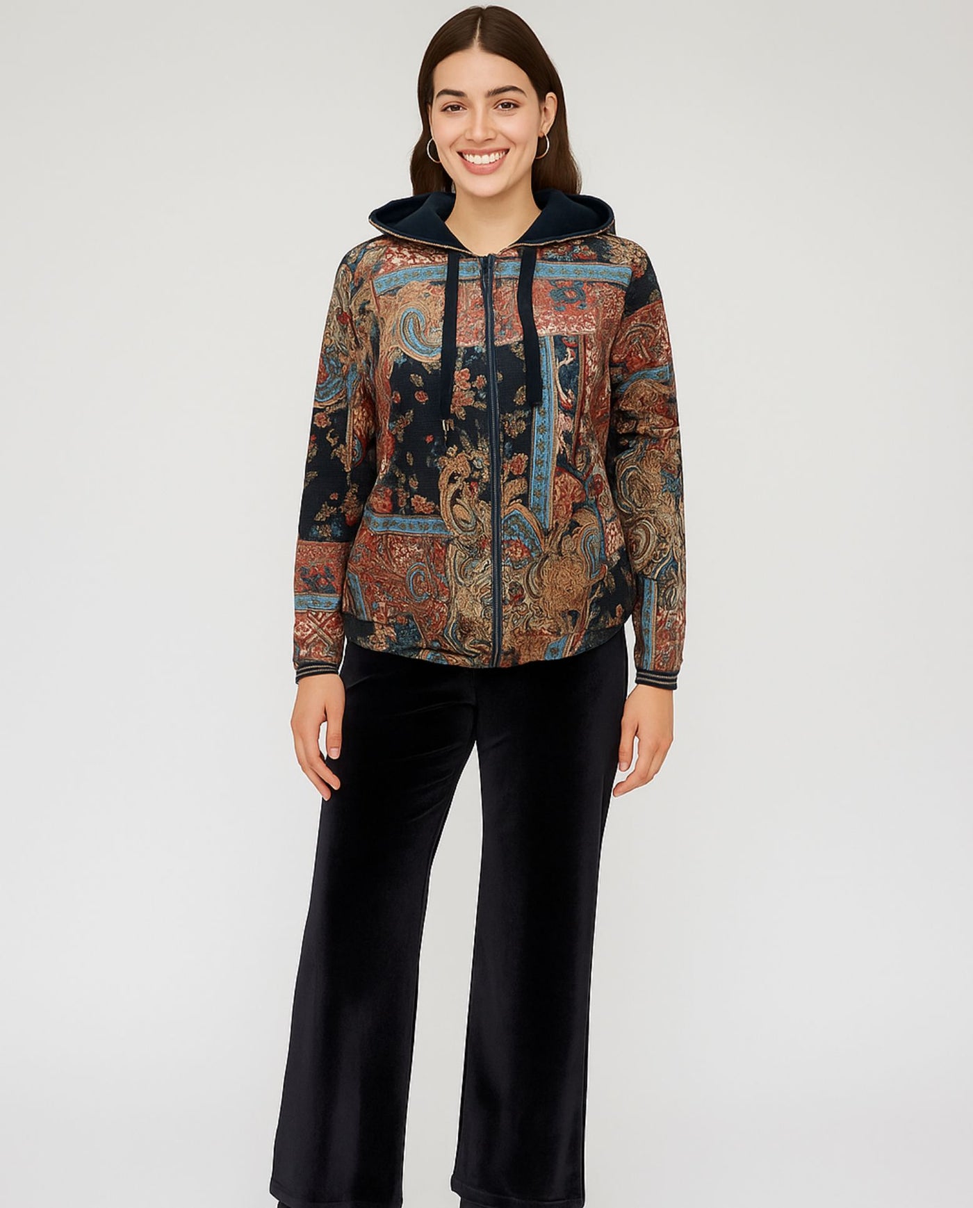 Sueter Abierto Con Capucha Ajustable  Negro