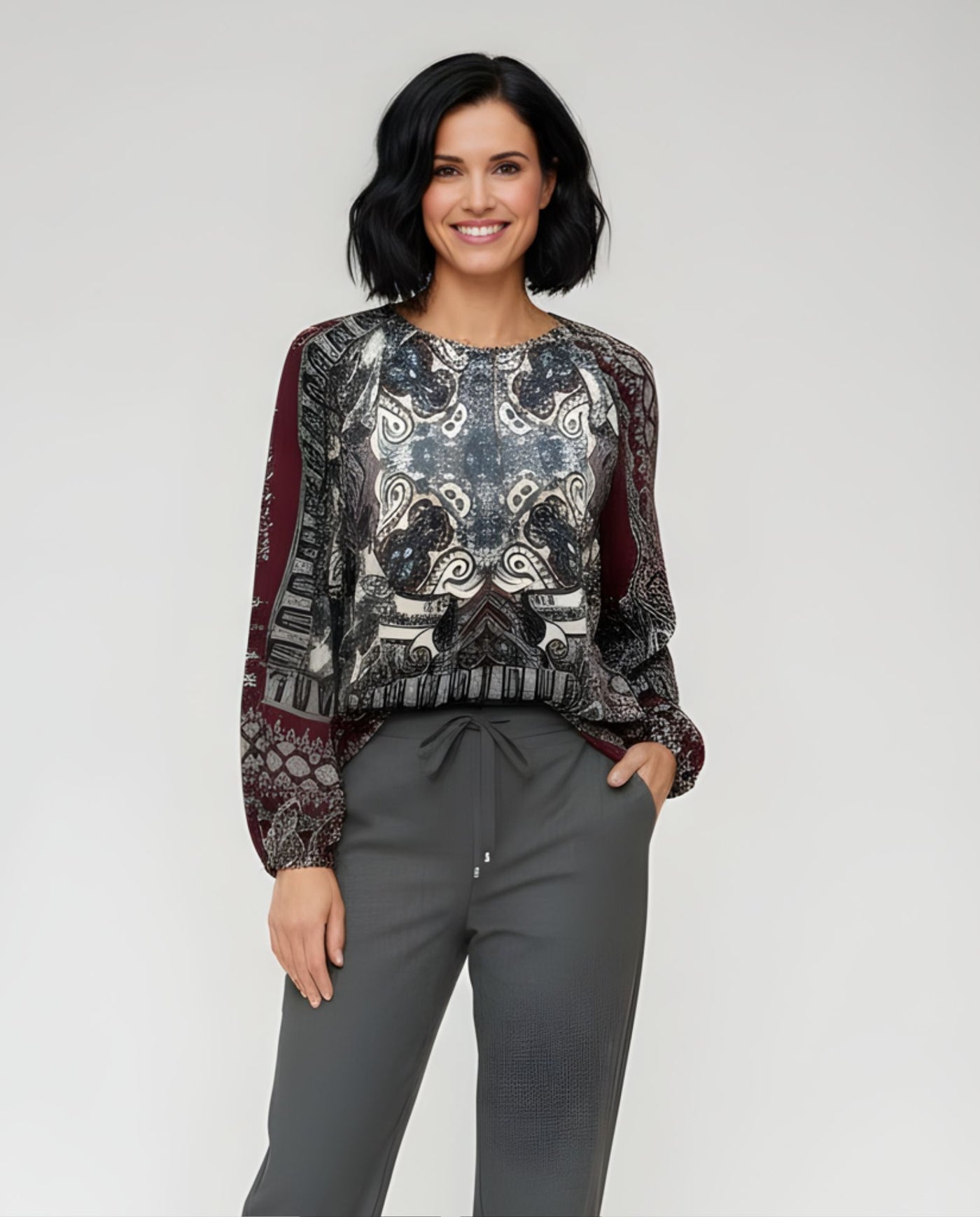 Blusa Estampado Posicional Granate