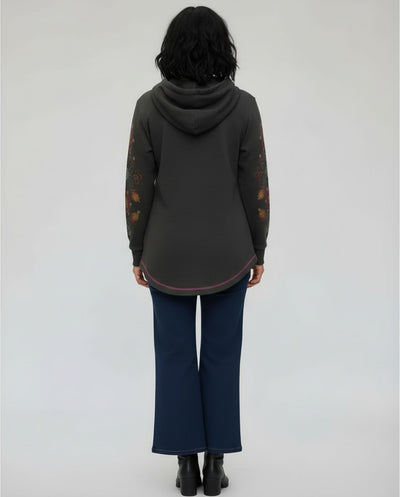 Sueter Con Capucha Y Estampado Delantero Marrón