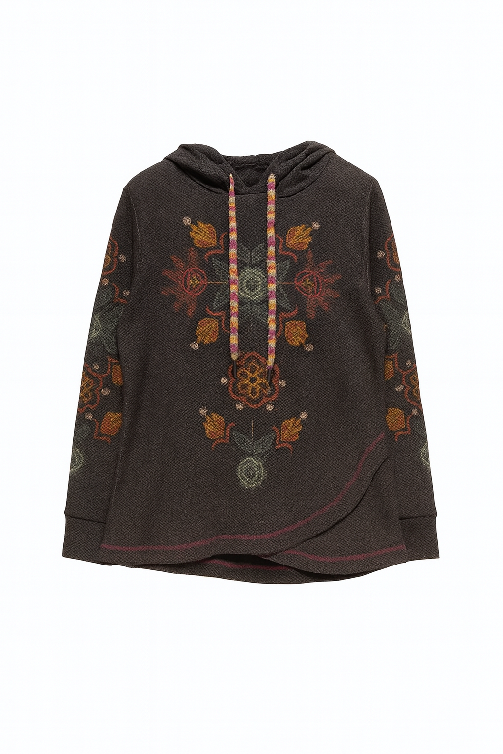 Sueter Con Capucha Y Estampado Delantero Marrón