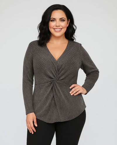 Camiseta Nudo Escote Pico Plata