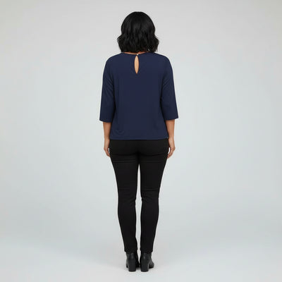 Camiseta Con Delantero Con Lentejuelas Azul Oscuro