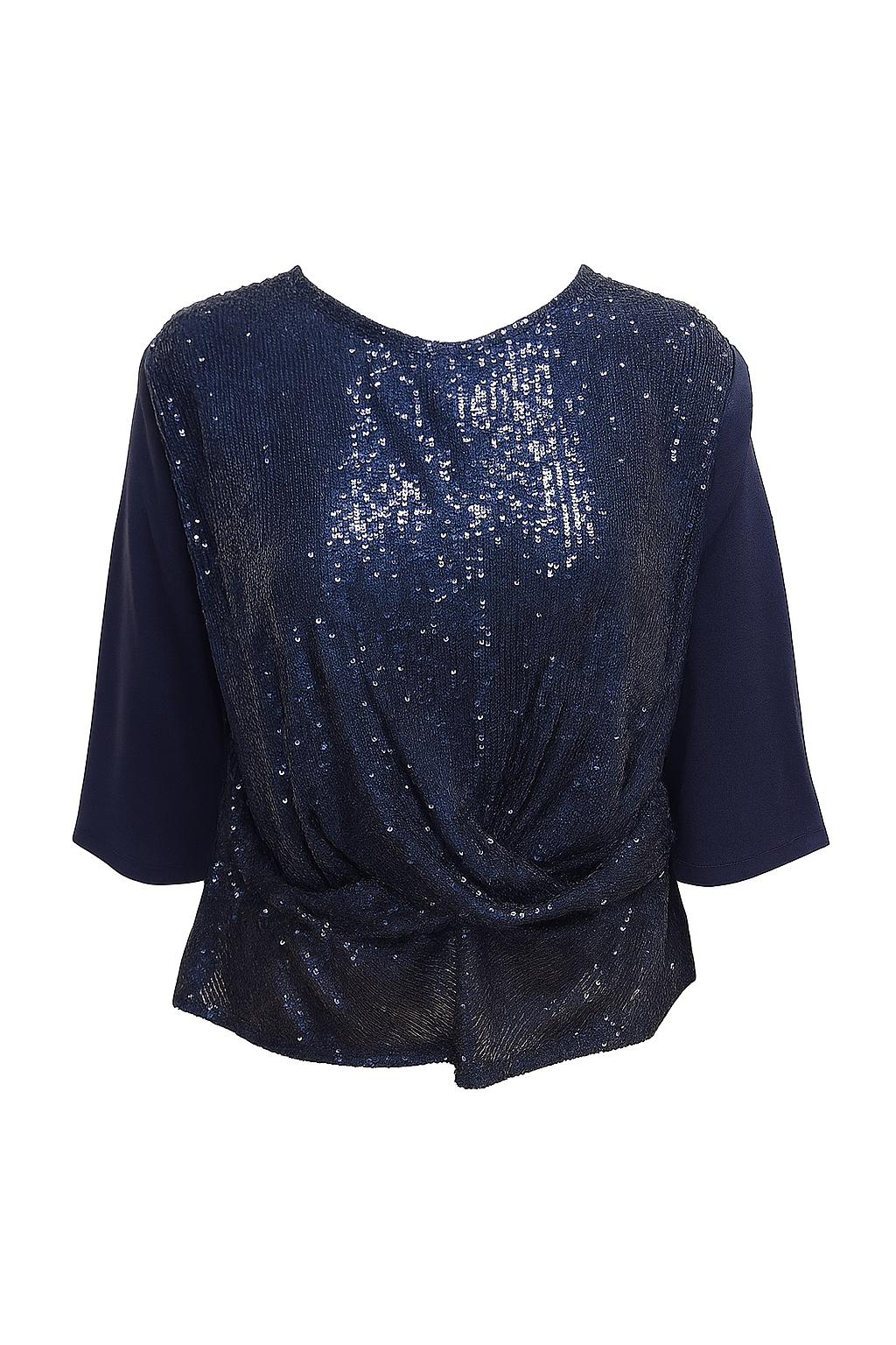 Camiseta Con Delantero Con Lentejuelas Azul Oscuro