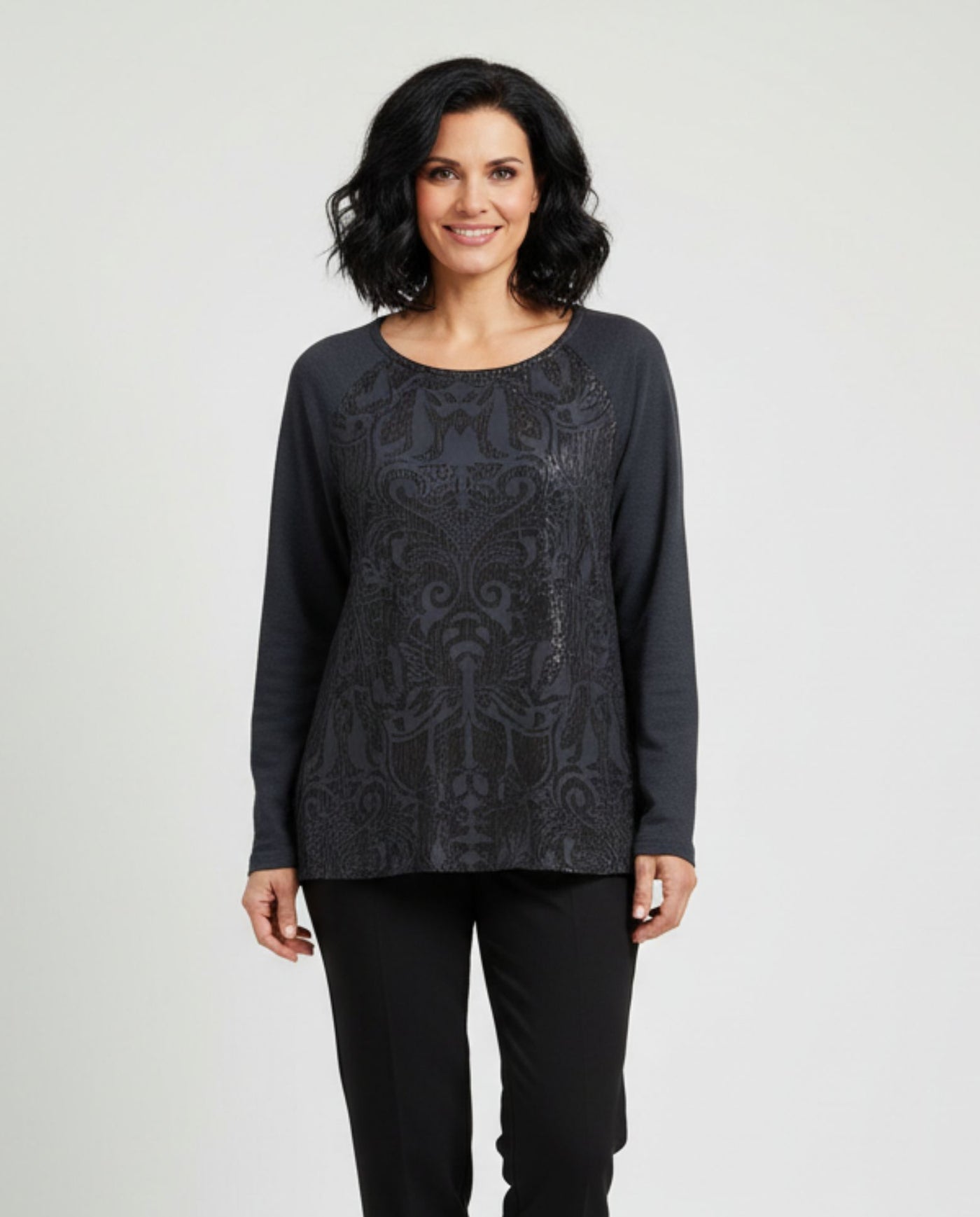 Camiseta Estampado Delantero En Terciopelo Plata