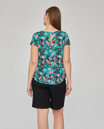 CAMISETA ESTAMPADA RIB EN ESCOTE  NEGRO