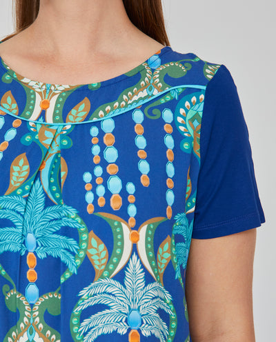 CAMISETA BIMATERIA ESTAMPADA TURQUESA