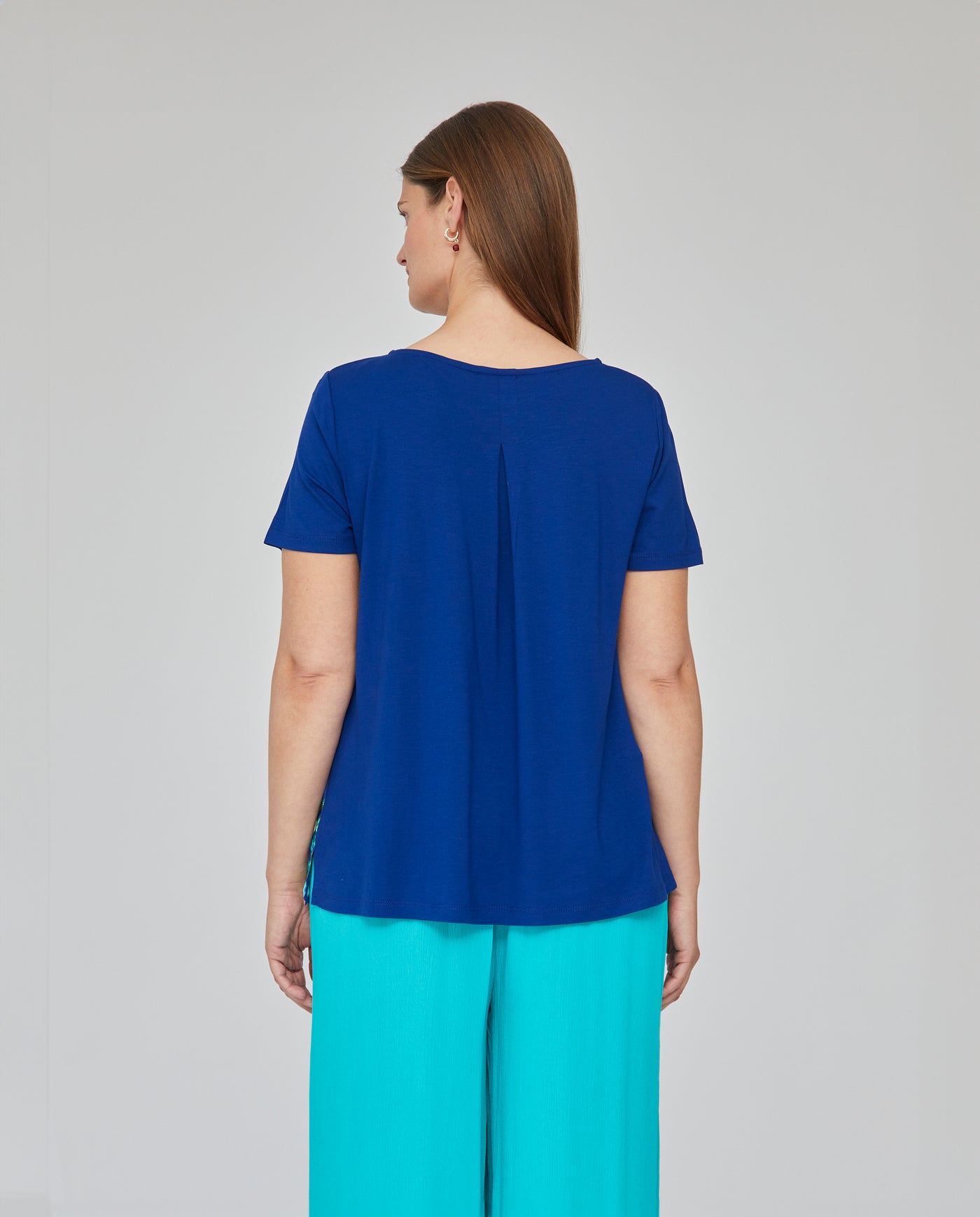 CAMISETA BIMATERIA ESTAMPADA TURQUESA