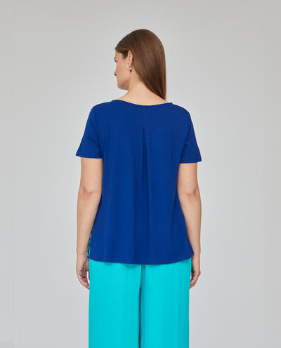 CAMISETA BIMATERIA ESTAMPADA TURQUESA