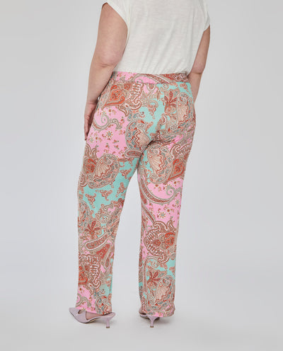 PANTALÓN PIJAMERO ESTAMPADO CINTURA ELÁSTICA ROSA