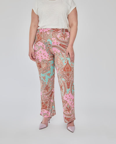 PANTALÓN PIJAMERO ESTAMPADO CINTURA ELÁSTICA ROSA