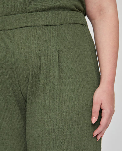 PANTALON FLUIDO CON CINTURA ELASTICA VERDE