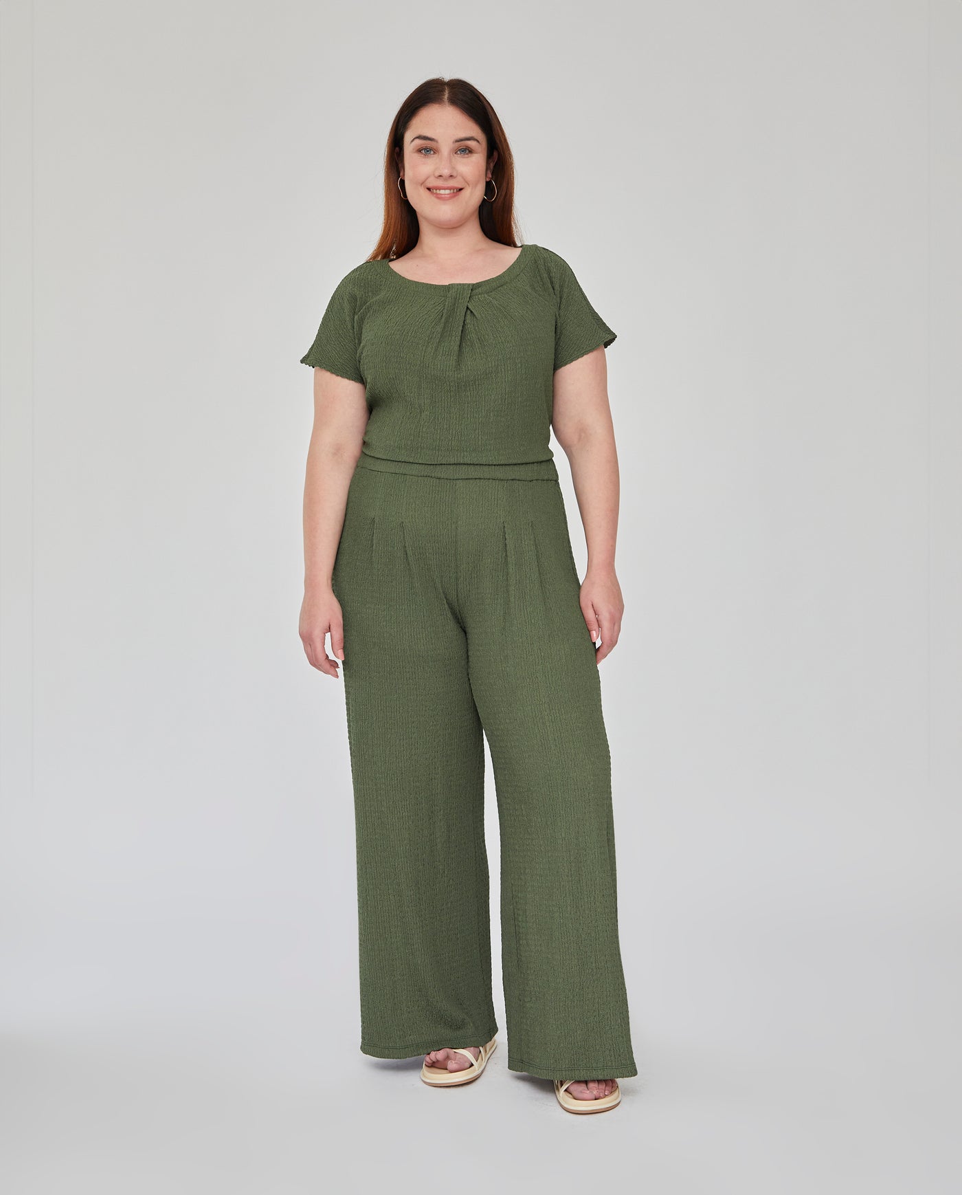 PANTALON FLUIDO CON CINTURA ELASTICA VERDE