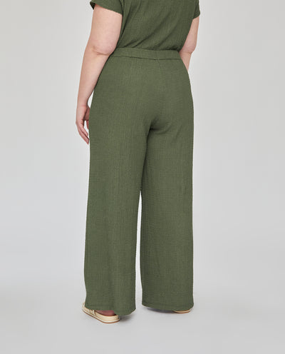 PANTALON FLUIDO CON CINTURA ELASTICA VERDE